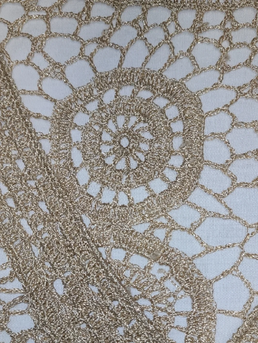 Zashi Beige and Gold Crochet Triple Hook and Eye Front Layering Shrug L - Picture 3 of 8